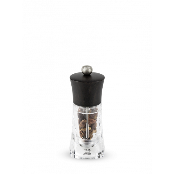 Râșniță manuală de piper chilli, cu finisaj de culoarea ciocolată, lemn de fag și acril, 14 cm, 28428, Oléron, Peugeot