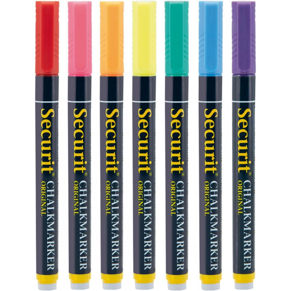 Set markere lichide cu cretă, culori asortate, 1-2 mm, 7 buc.